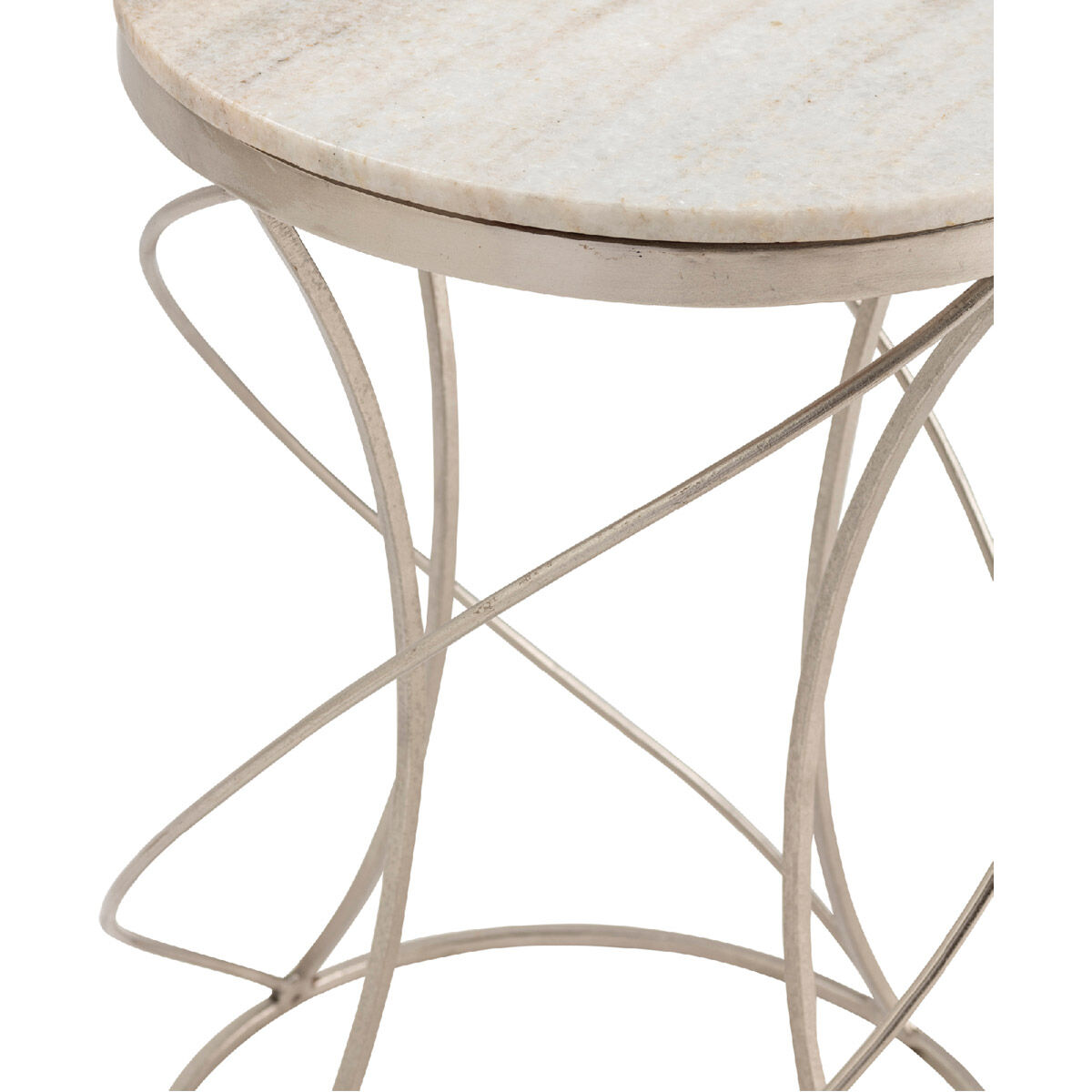 Chaney 24 X 17 inch White and Silver End Table