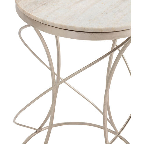 Chaney 24 X 17 inch White and Silver End Table