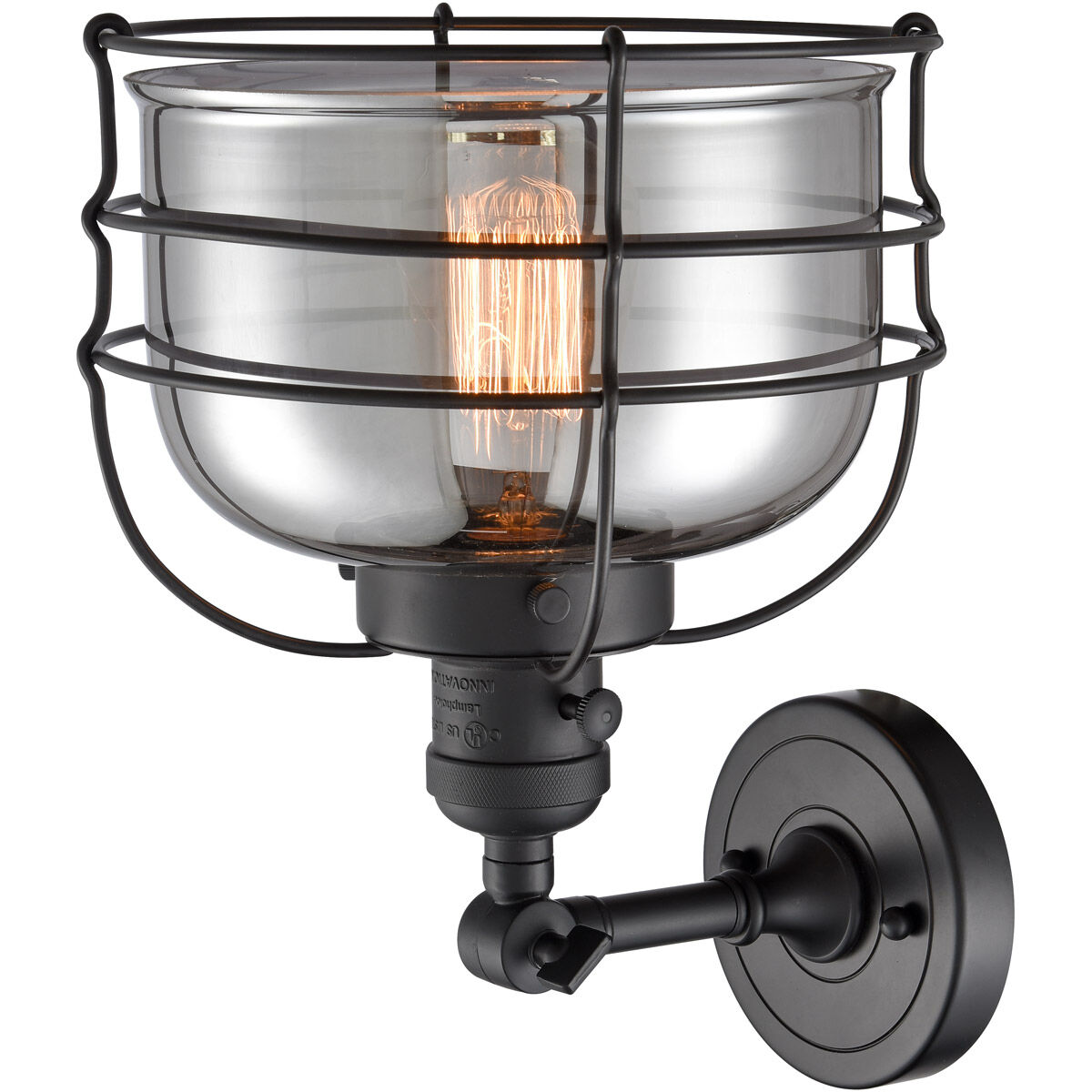 Franklin Restoration Large Bell Cage LED 9 inch Matte Black Sconce Wall Light, Franklin Restoration