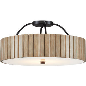 Tetterby 1 Light 20 inch Black/Natural Semi-Flush Ceiling Light