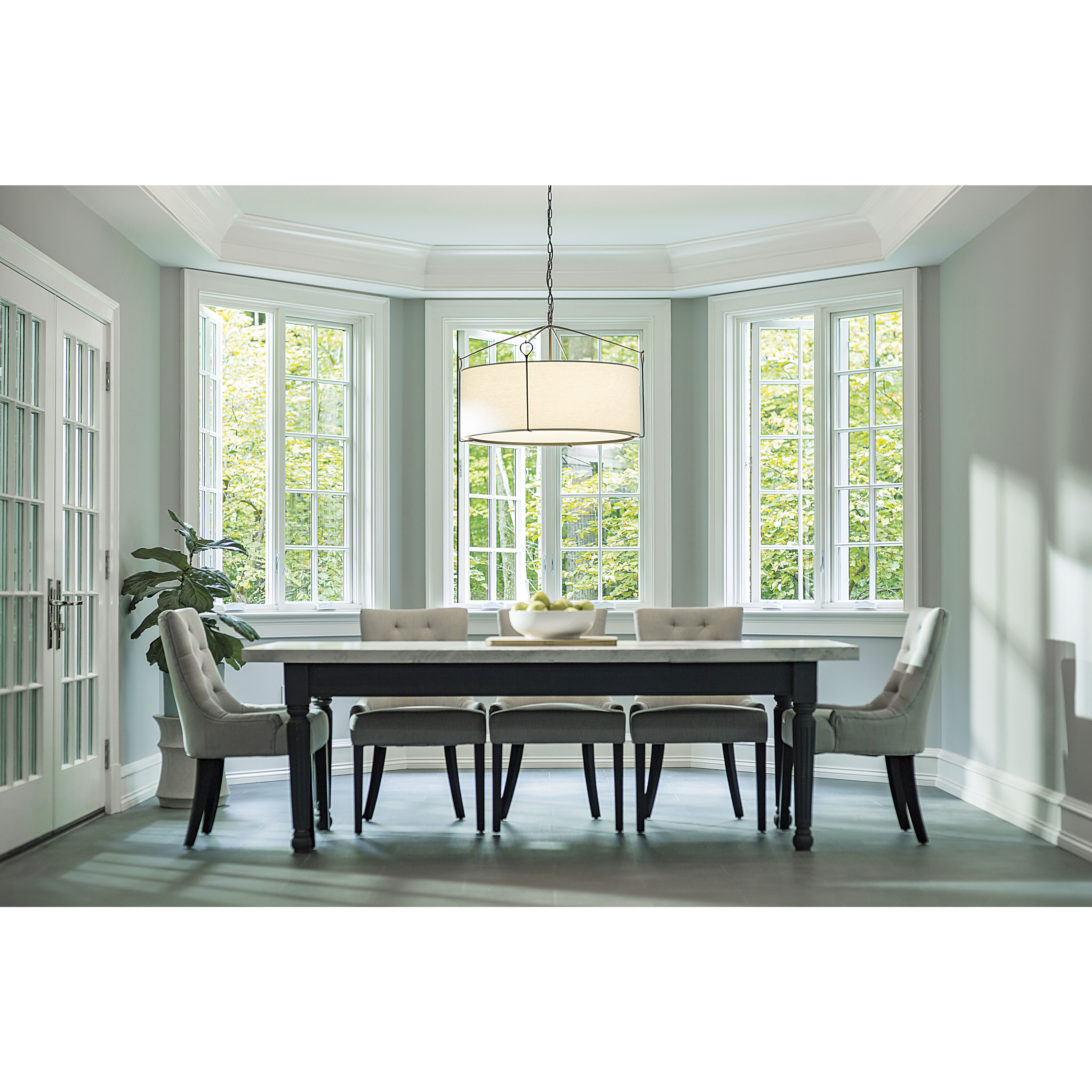 Bow 4 Light 30 inch Dark Smoke Pendant Ceiling Light in Natural Anna, Large