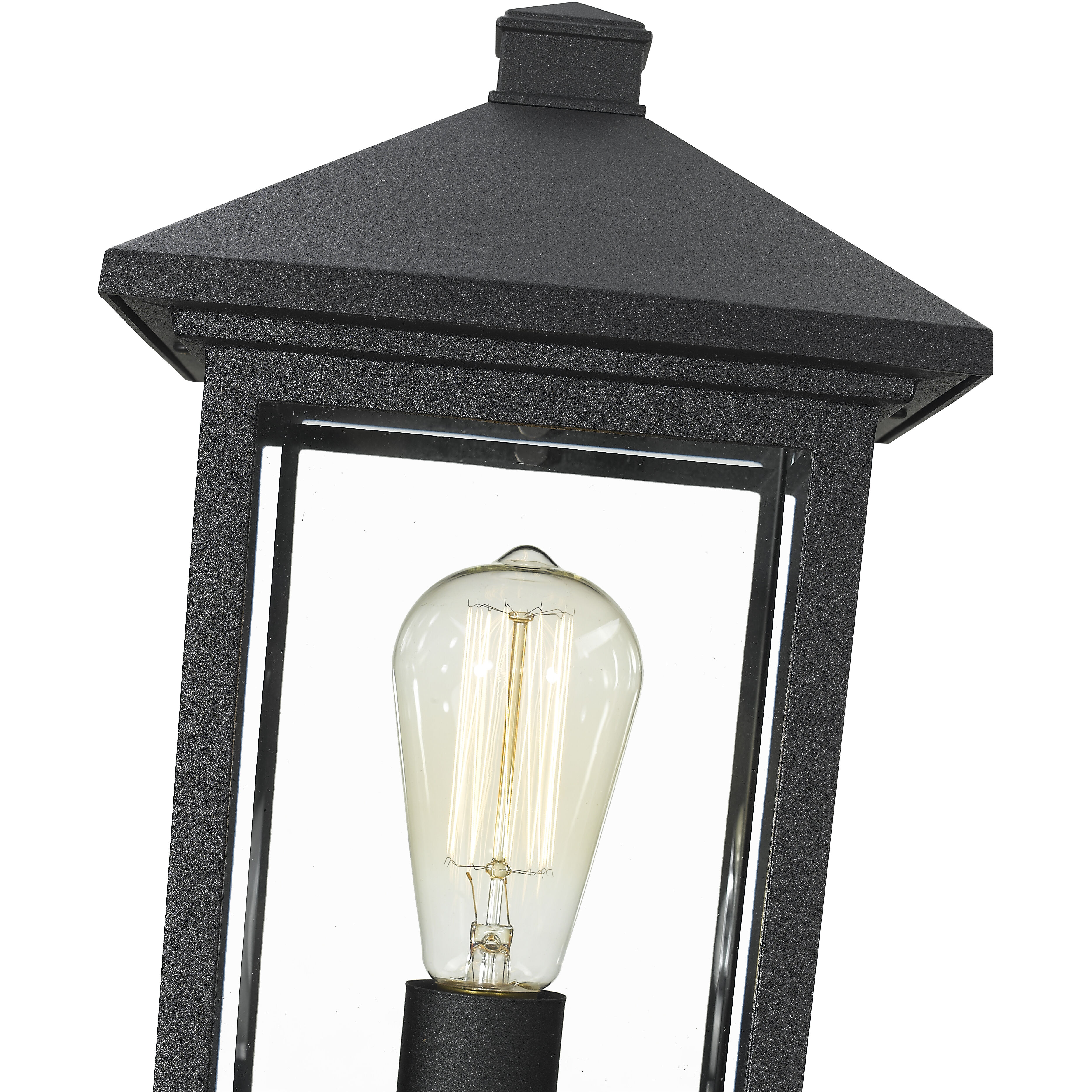 Z-Lite 531PHMS-SQPM-BK Portland 1 Light 17 inch Black Outdoor Pier Mounted  Fixture in Clear Beveled Glass, 5.07
