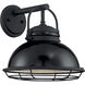 Upton 1 Light 12 inch Gloss Black and Silver Outdoor Wall Fixture