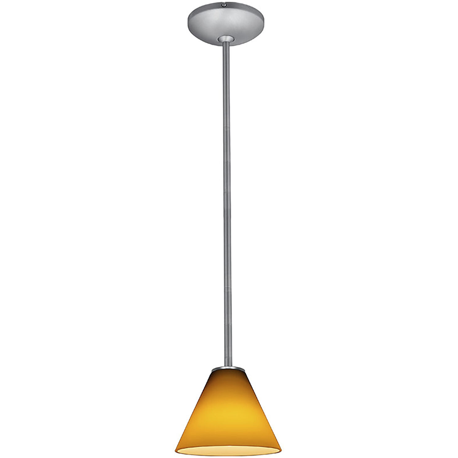 Martini LED 7 inch Brushed Steel Pendant Ceiling Light in Amber