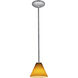 Martini LED 7 inch Brushed Steel Pendant Ceiling Light in Amber