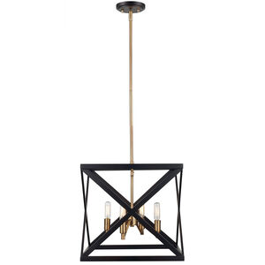 Ackerman 4 Light 13 inch Rubbed Oil Bronze and Antique Brass Pendant Ceiling Light