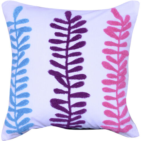 Coastal Embroidered 18 X 6.5 inch White and Multi-Color Pillow in Pink