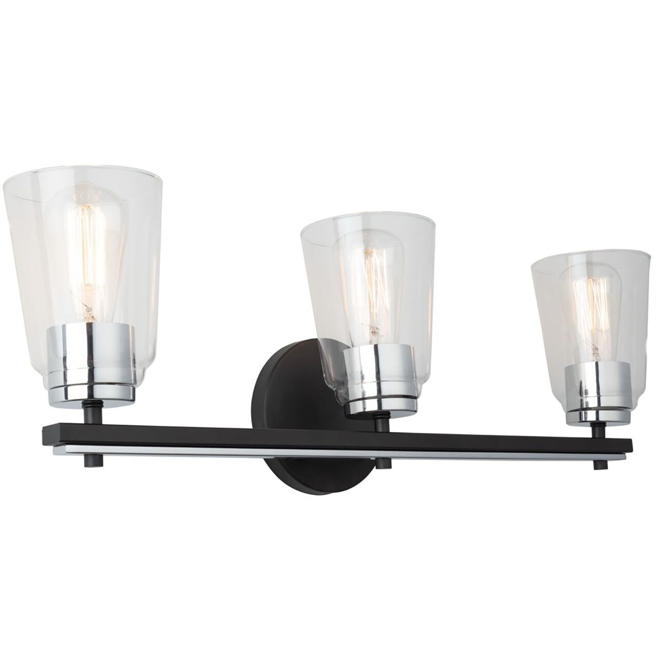 Essex LED 25 inch Black and Chrome Bathroom Vanity Wall Light