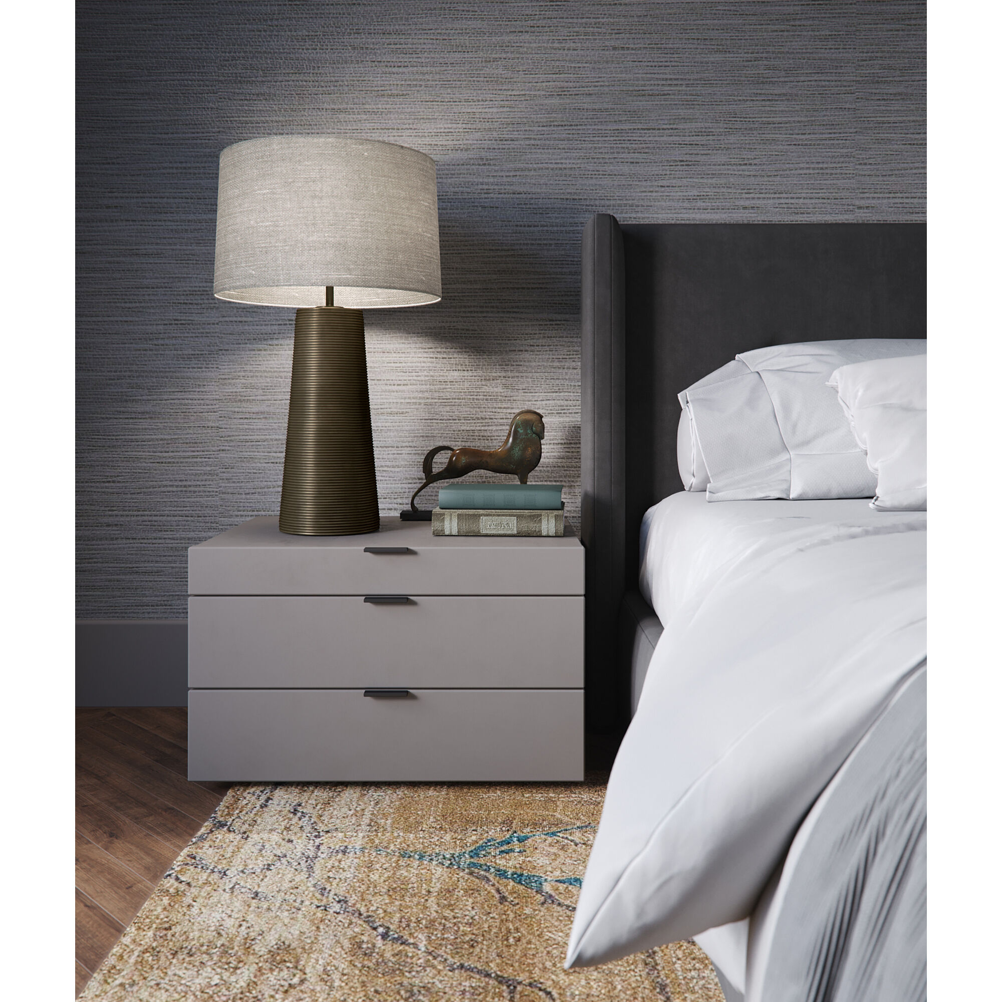 Olympia 29.75 inch 150.00 watt Bronze Table Lamp Portable Light, Finely Ribbed Surface