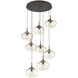 Nova Incandescent 8 Light Flat Bronze Chandelier Ceiling Light, Round Multi-Port