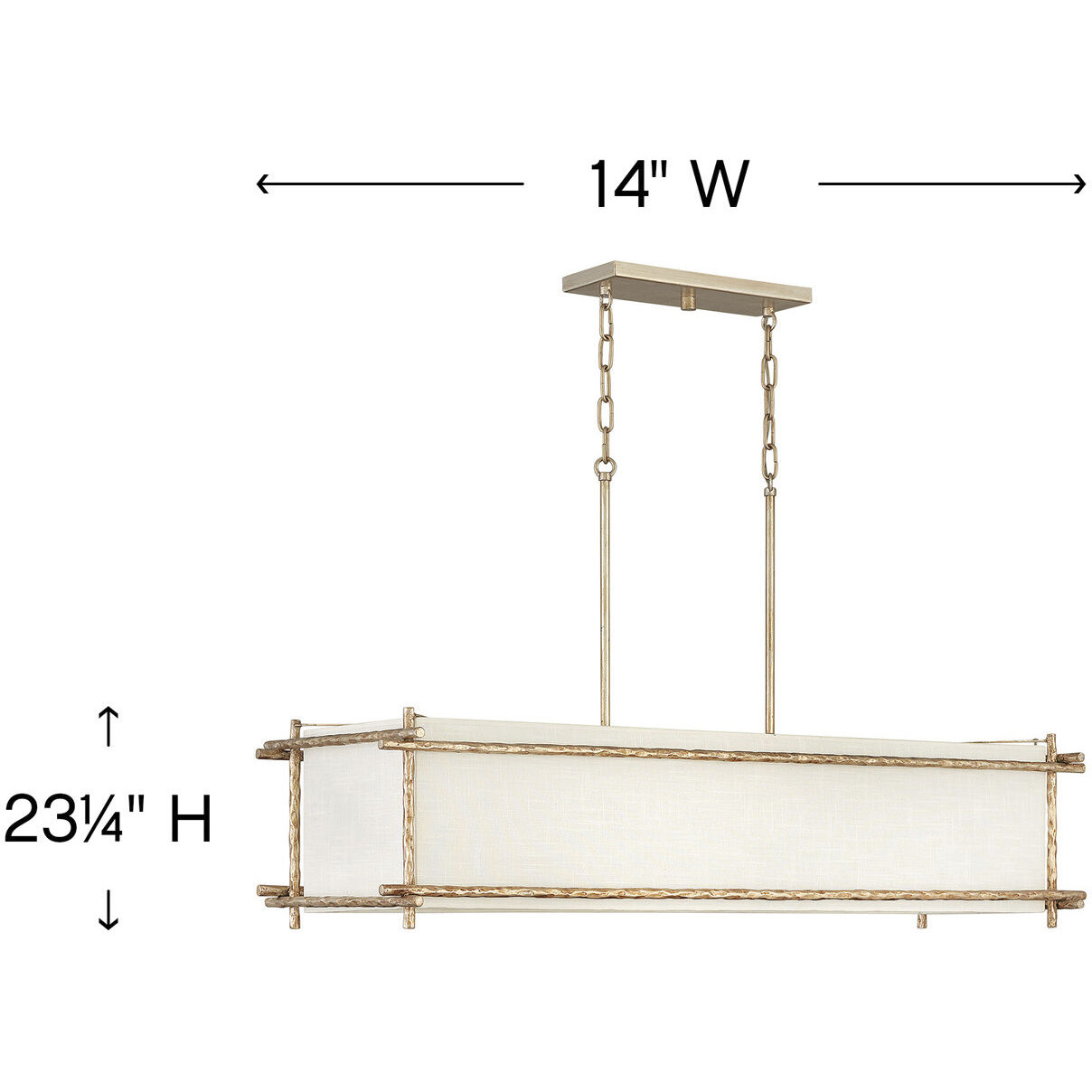 Tress 6 Light 42 inch Champagne Gold Indoor Linear Chandelier Ceiling Light