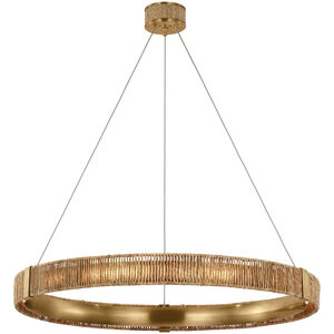 Chapman & Myers Kayden LED 40.75 inch Antique-Burnished Brass and Natural Abaca Ring Chandelier Ceiling Light
