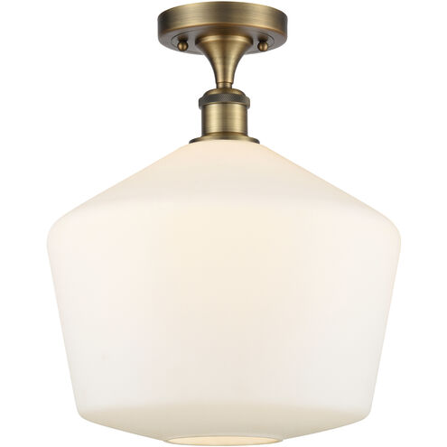 Ballston Cindyrella LED 12 inch Brushed Brass Semi-Flush Mount Ceiling Light in Matte White Glass