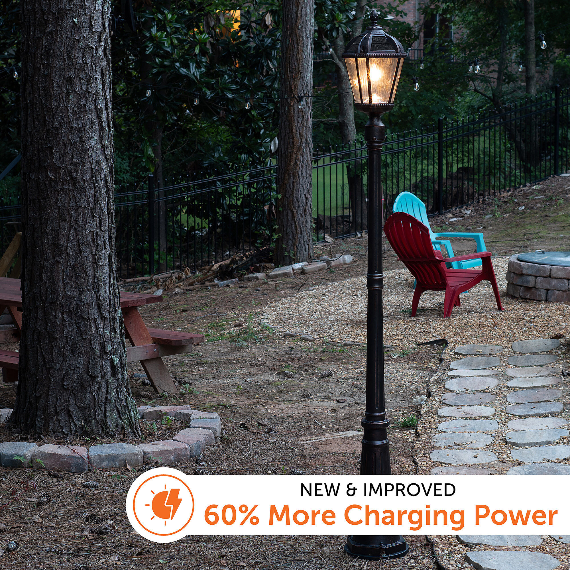 Royal LED 87 inch Brushed Bronze Lamp Post Set, Solar