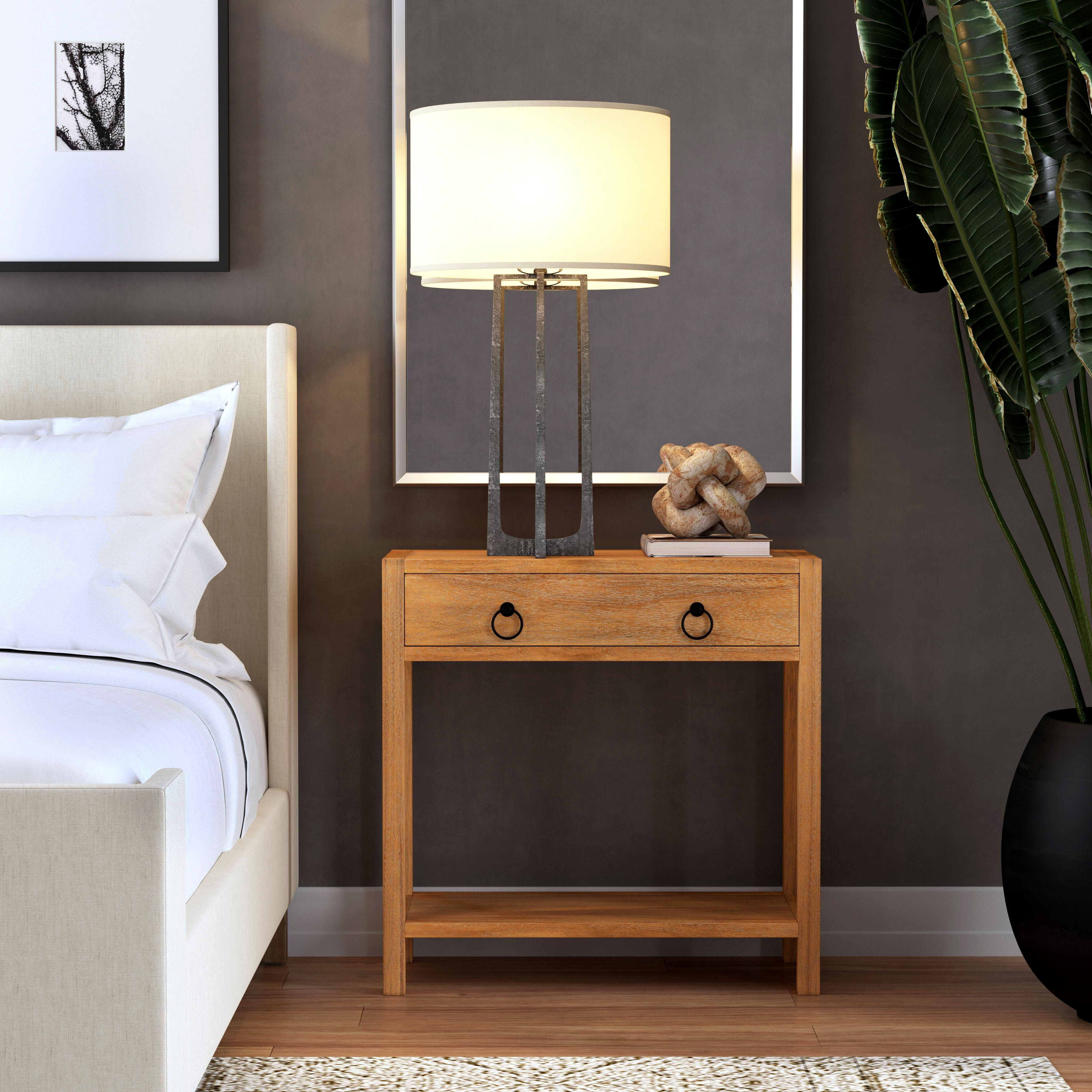 Lark 30" Wood 1-Drawer Nightstand in Light Brown