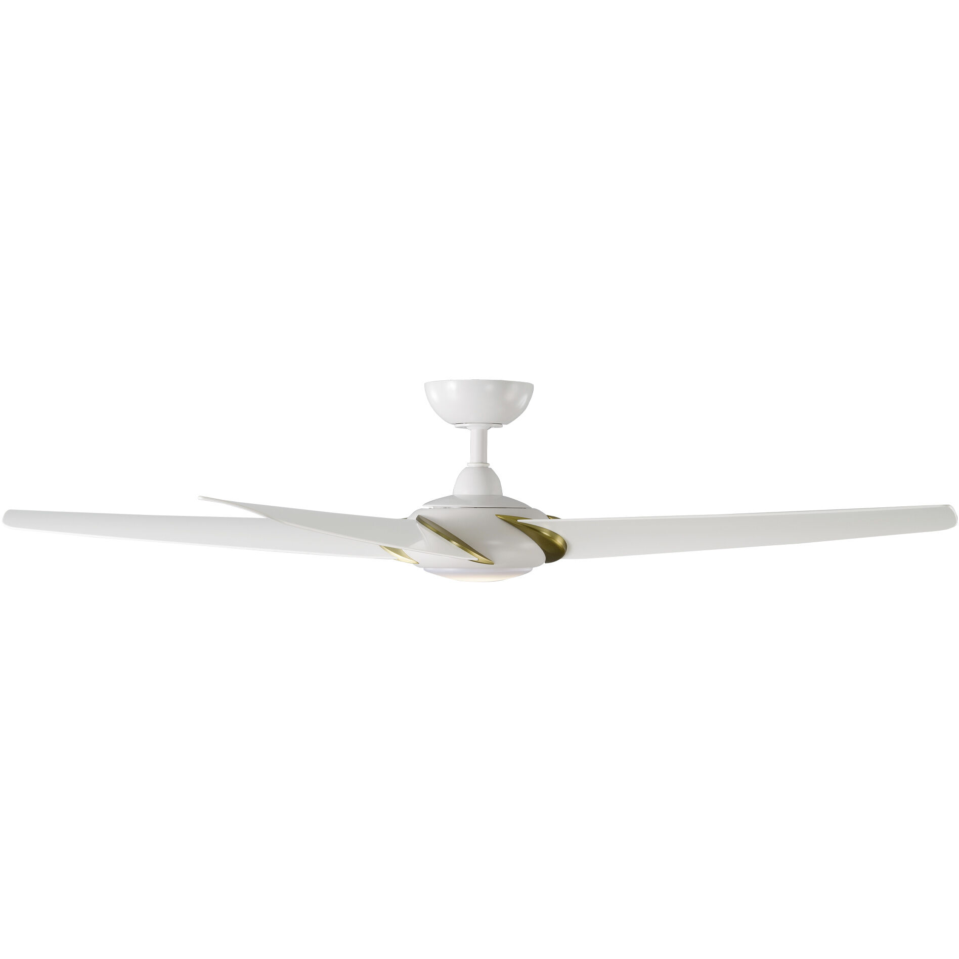 Lucid 62 inch Soft Brass and Matte White with Matte White Blades Downrod Ceiling Fan in 2700K, Soft Brass Matte White