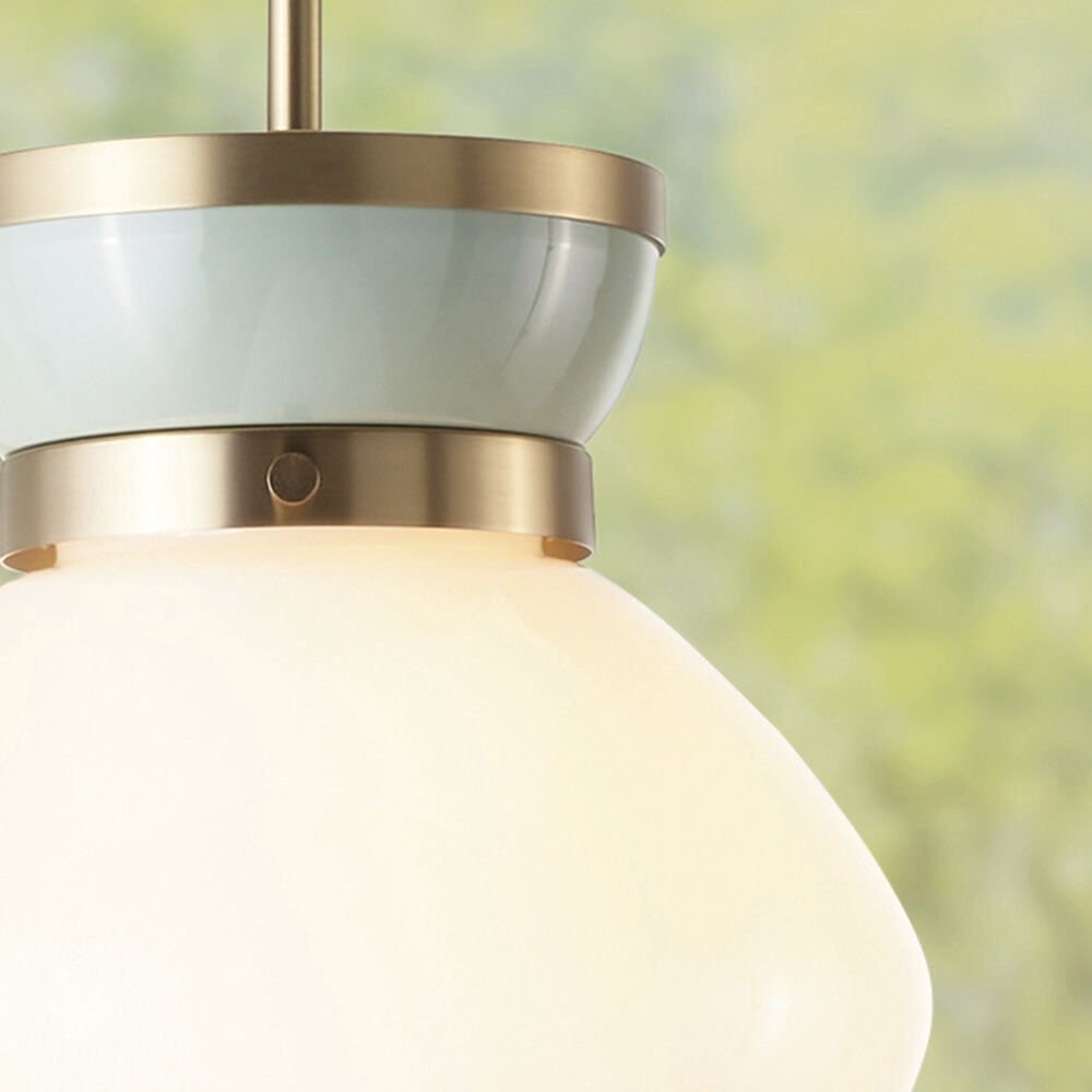 Lucy 1 Light 10 inch Lacquered Brass with Seafoam Pendant Ceiling Light