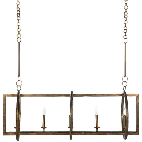 Leo 5 Light 50.75 inch Aged Blonde Brass Chandelier Ceiling Light