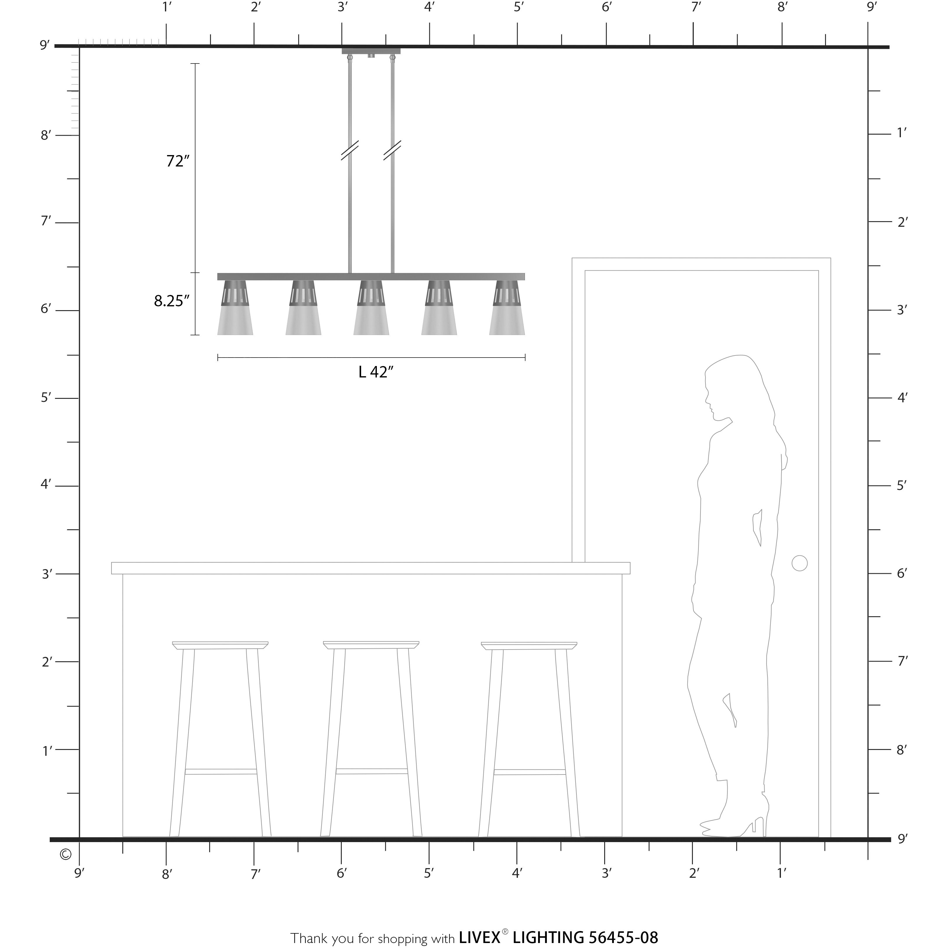 Bennington 5 Light 4.75 inch Natural Brass Large Linear Chandelier Ceiling Light