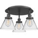 Cone 3 Light 19.5 inch Matte Black Flush Mount Ceiling Light in Clear