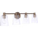 Emilio 4 Light 33 inch Satin Brass Vanity Light Wall Light