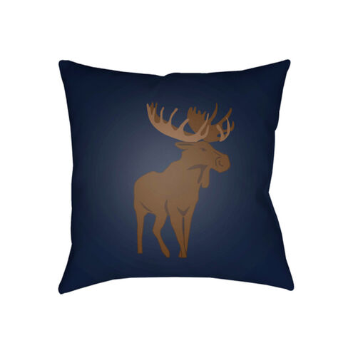 Moose 20 X 20 inch Blue and Brown Outdoor Throw Pillow