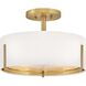 Halle 3 Light 14.5 inch Lacquered Brass Semi-flush Mount Ceiling Light