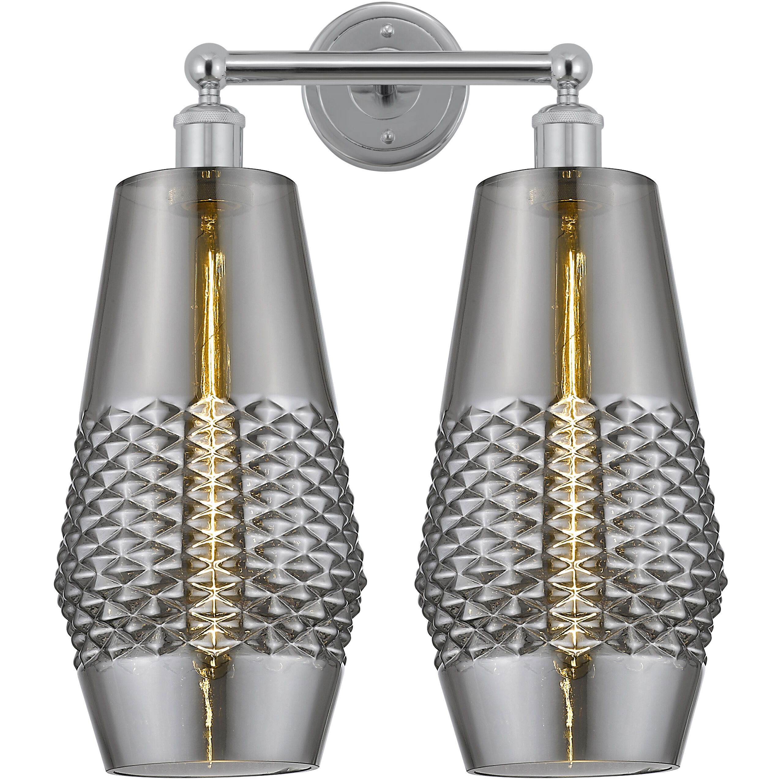 Windham 2 Light 16 inch Polished Chrome Bath Vanity Light Wall Light in Smoked Glass