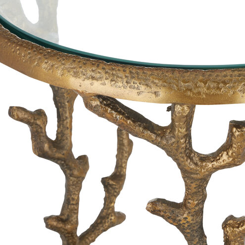 Coral 14 inch Antique Brass and Clear Accent Table