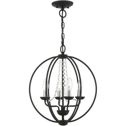 Arabella 4 Light 15 inch Black with Brushed Nickel Finish Candles Convertible Chandelier/ Semi-Flush Ceiling Light, Globe