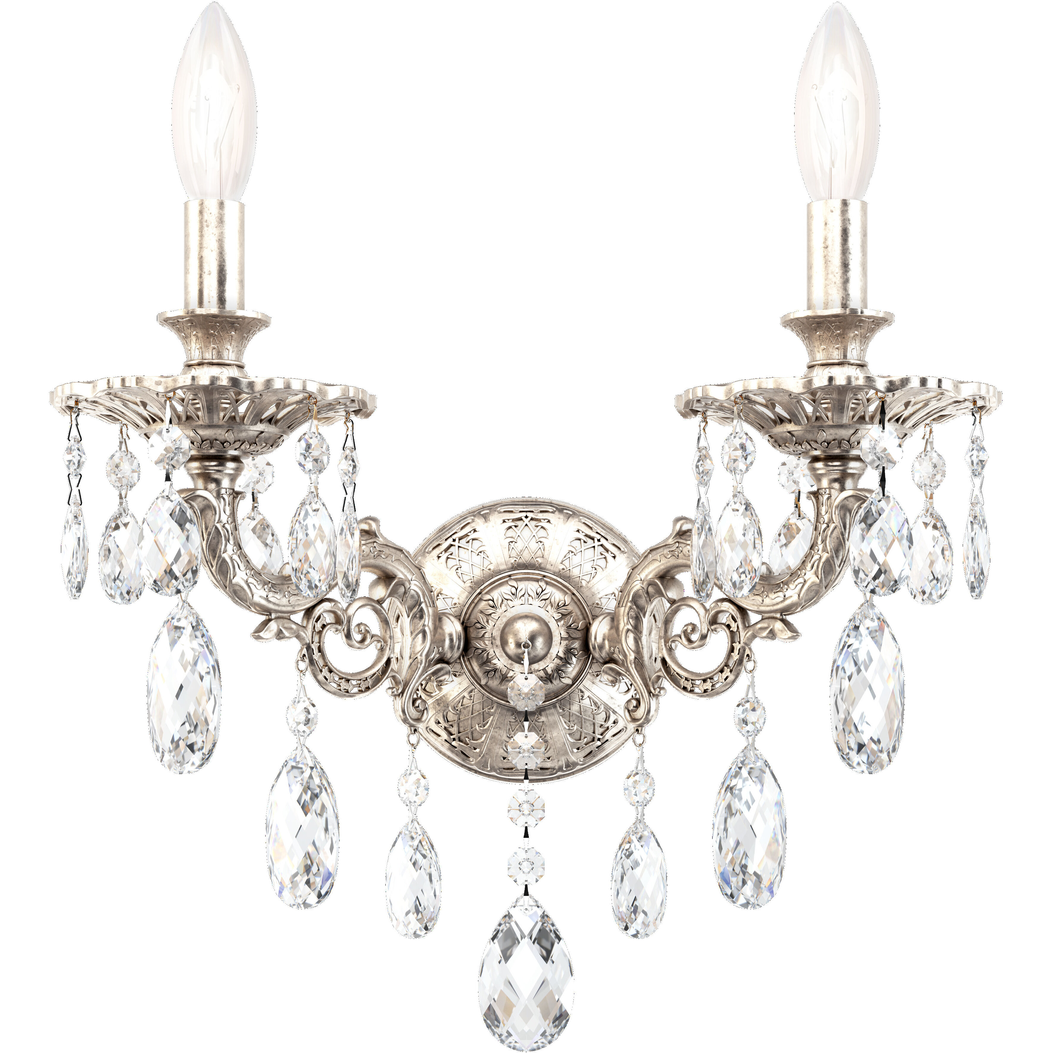 Milano 2 Light 7.5 inch Antique Silver Wall Sconce Wall Light in Heritage