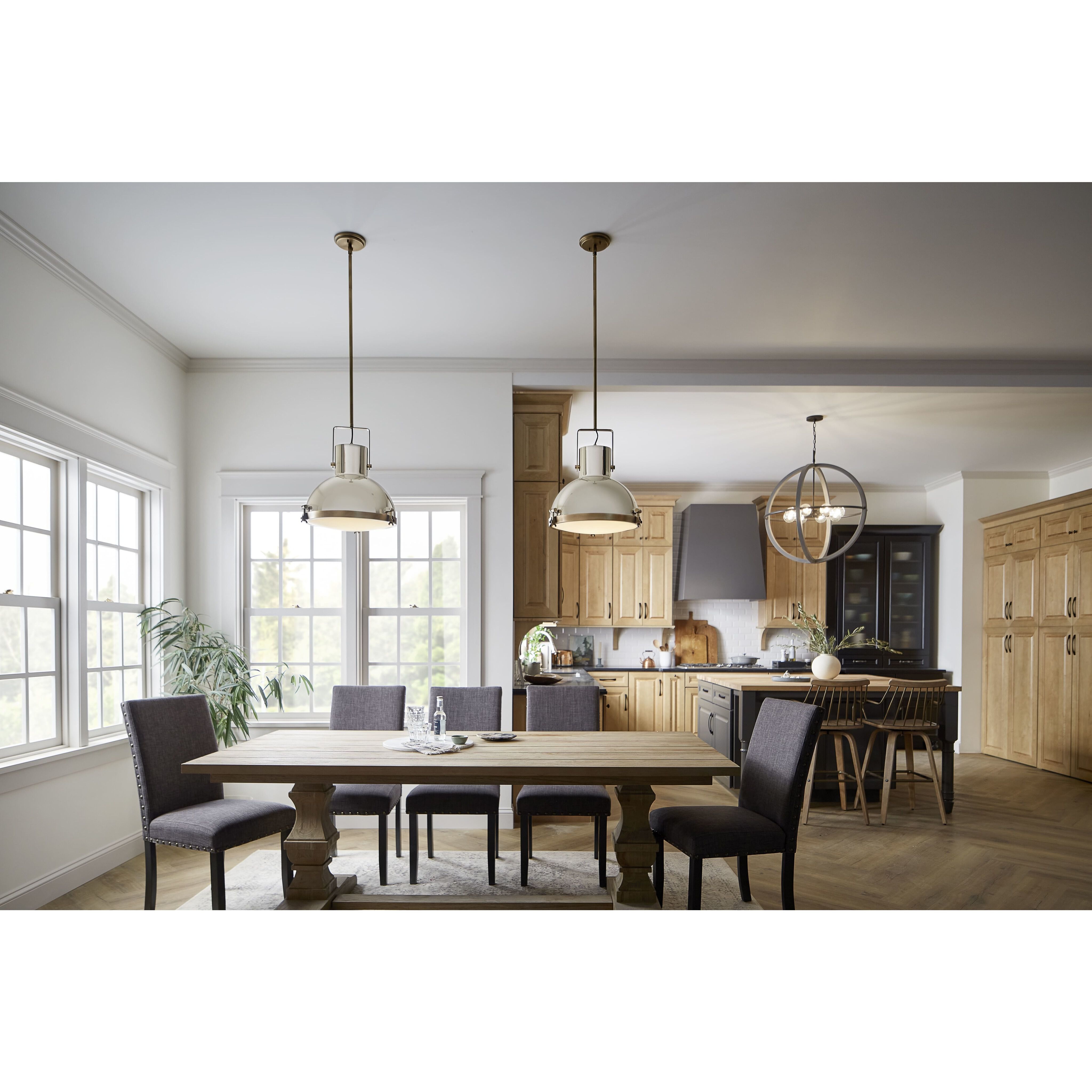 Nautique 1 Light 18 inch Heritage Brass with Polished Nickel Indoor Pendant Ceiling Light in White, Heritage Brass / Polished Nickel