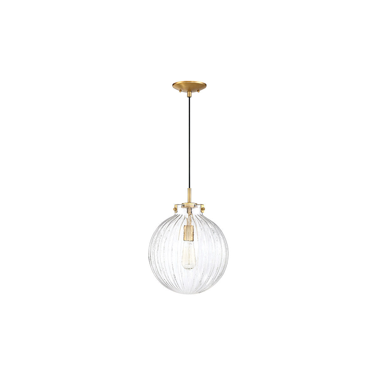 Industrial 1 Light 12 inch Natural Brass Mini-Pendant Ceiling Light
