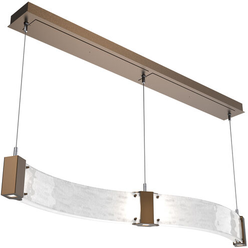 Parallel LED 48 inch Flat Bronze Linear Pendant Ceiling Light in Clear Granite, 2700K LED, Curved
