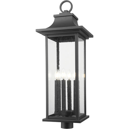 Tiberius 6 Light 34.75 inch Black Outdoor Post Mount Fixture in Clear Seedy Glass
