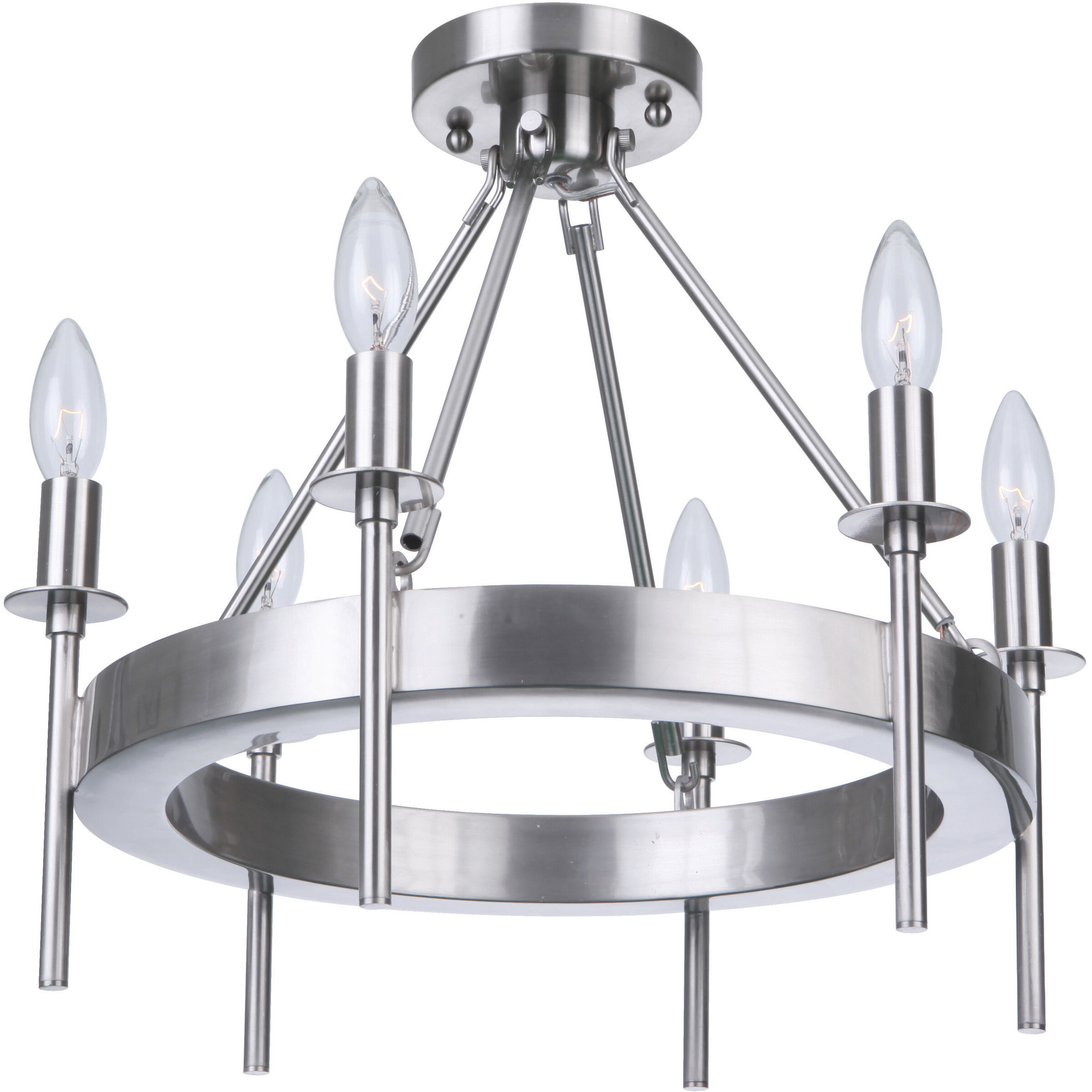 Larrson 6 Light 18 inch Brushed Polished Nickel Semi Flush Ceiling Light
