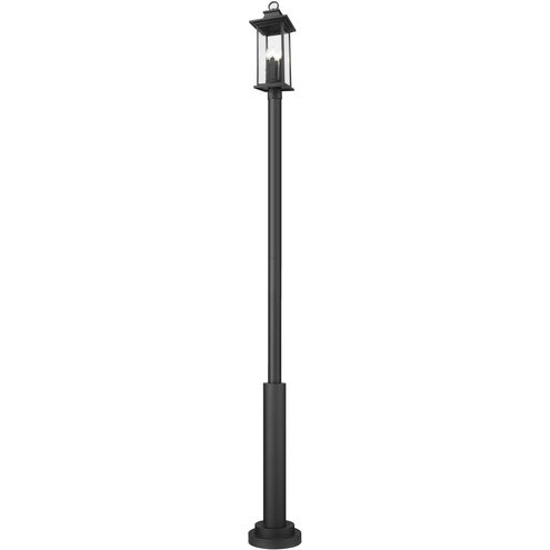 Tiberius 4 Light 120 inch Black Outdoor Post Mounted Fixture in Clear Seedy Glass