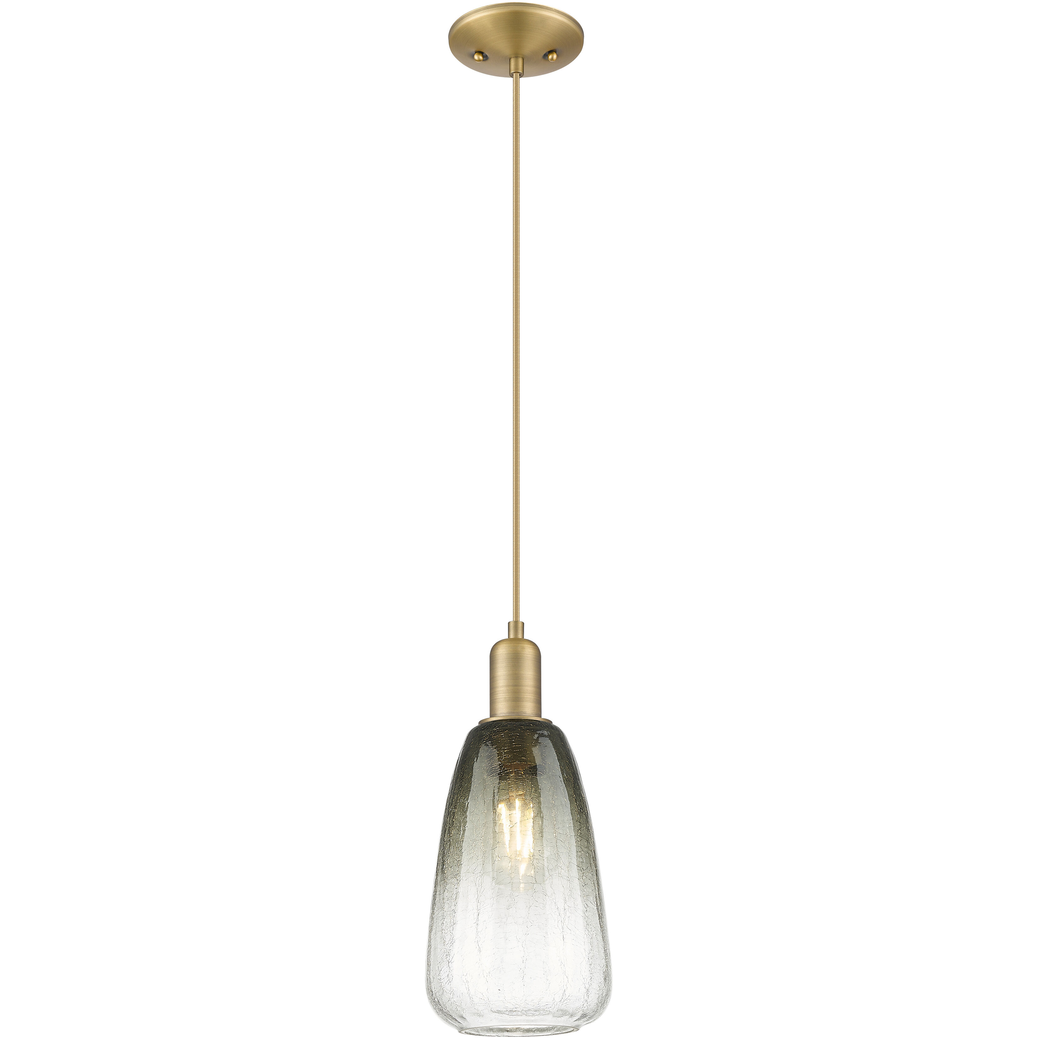 Downtown Urban Brookhaven Almond 1 Light 6 inch Brushed Brass Mini Pendant Ceiling Light in Slate Glass