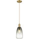 Downtown Urban Brookhaven Almond 1 Light 6 inch Brushed Brass Mini Pendant Ceiling Light in Slate Glass