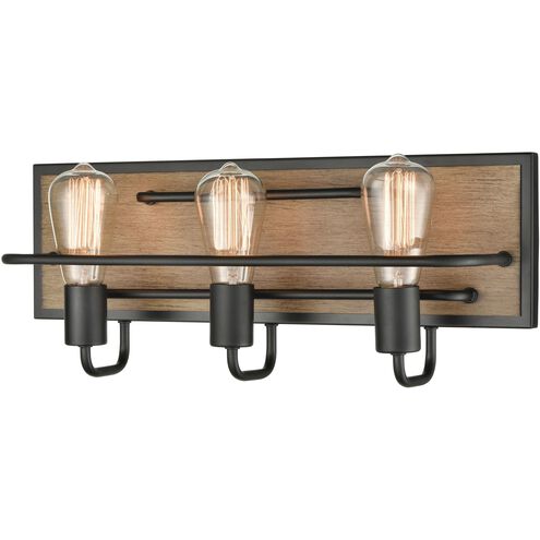 Copley 3 Light 20 inch Matte Black with Aspen Vanity Light Wall Light
