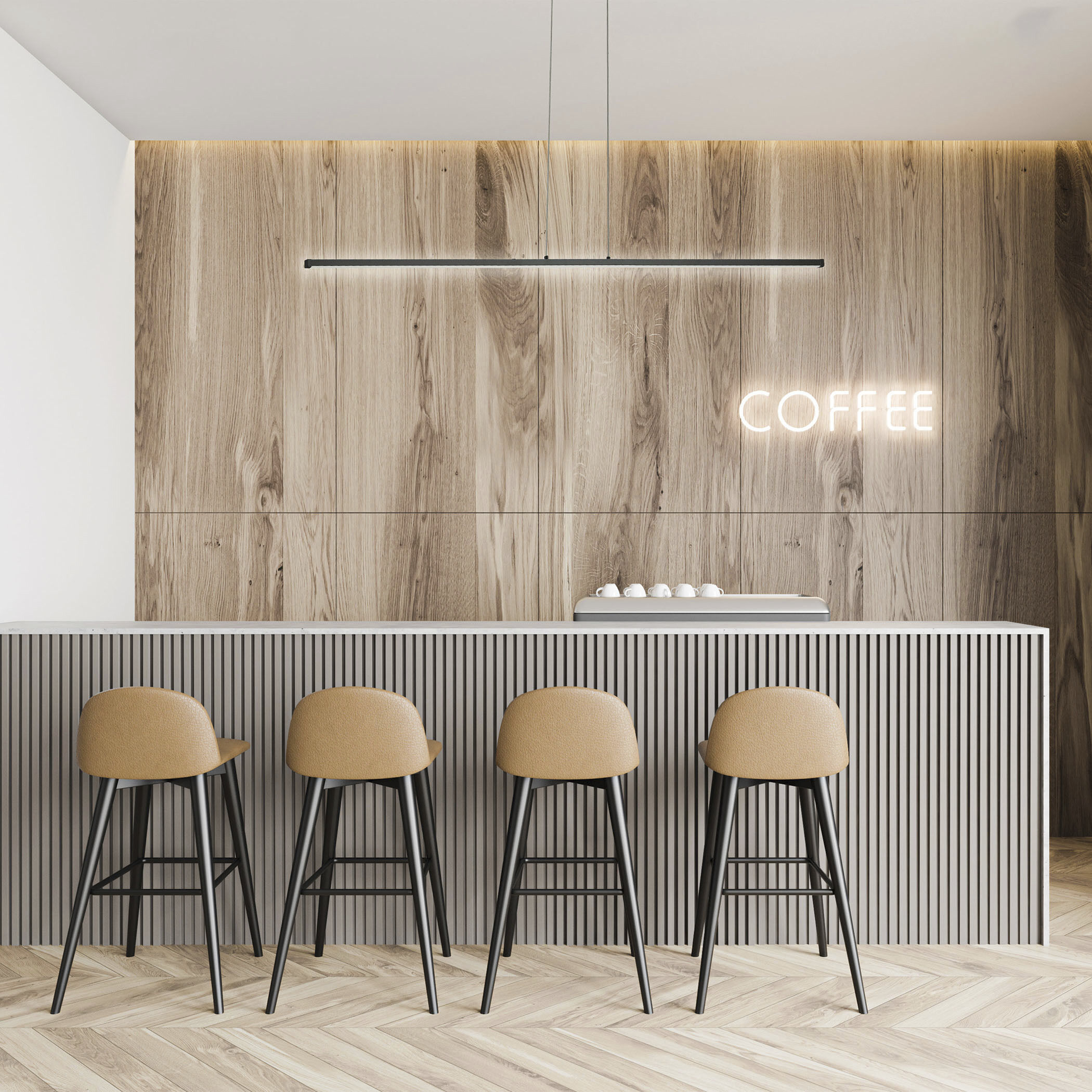 Array LED 36 inch Matte Black Horizontal Pendant Ceiling Light