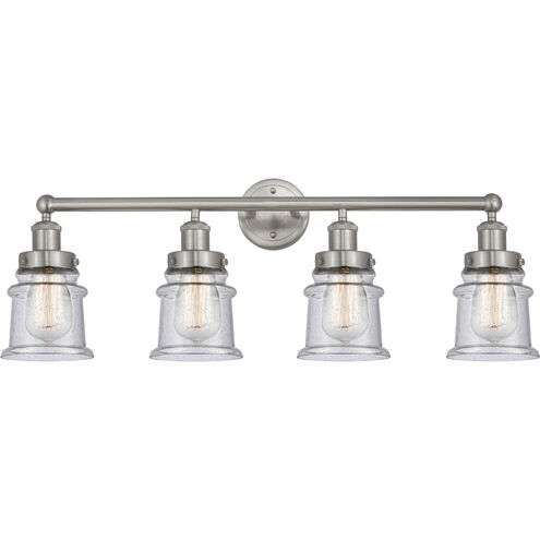Edison Canton 4 Light 32 inch Brushed Satin Nickel Bath Vanity Light Wall Light in Seedy Glass