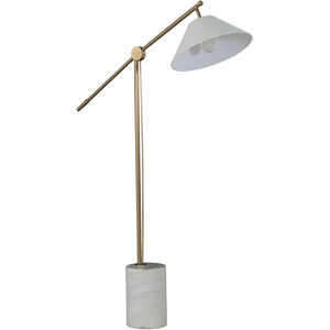 Estelle 55 inch Brass / White Linen Table Lamp Portable Light