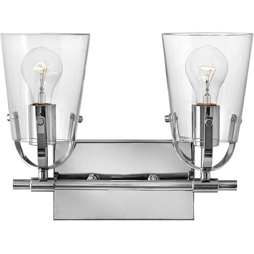 Foster 2 Light 13.75 inch Chrome Vanity Light Wall Light in Clear