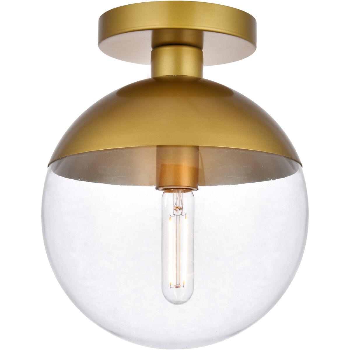 Eclipse 1 Light 12 inch Brass Flush Mount Ceiling Light