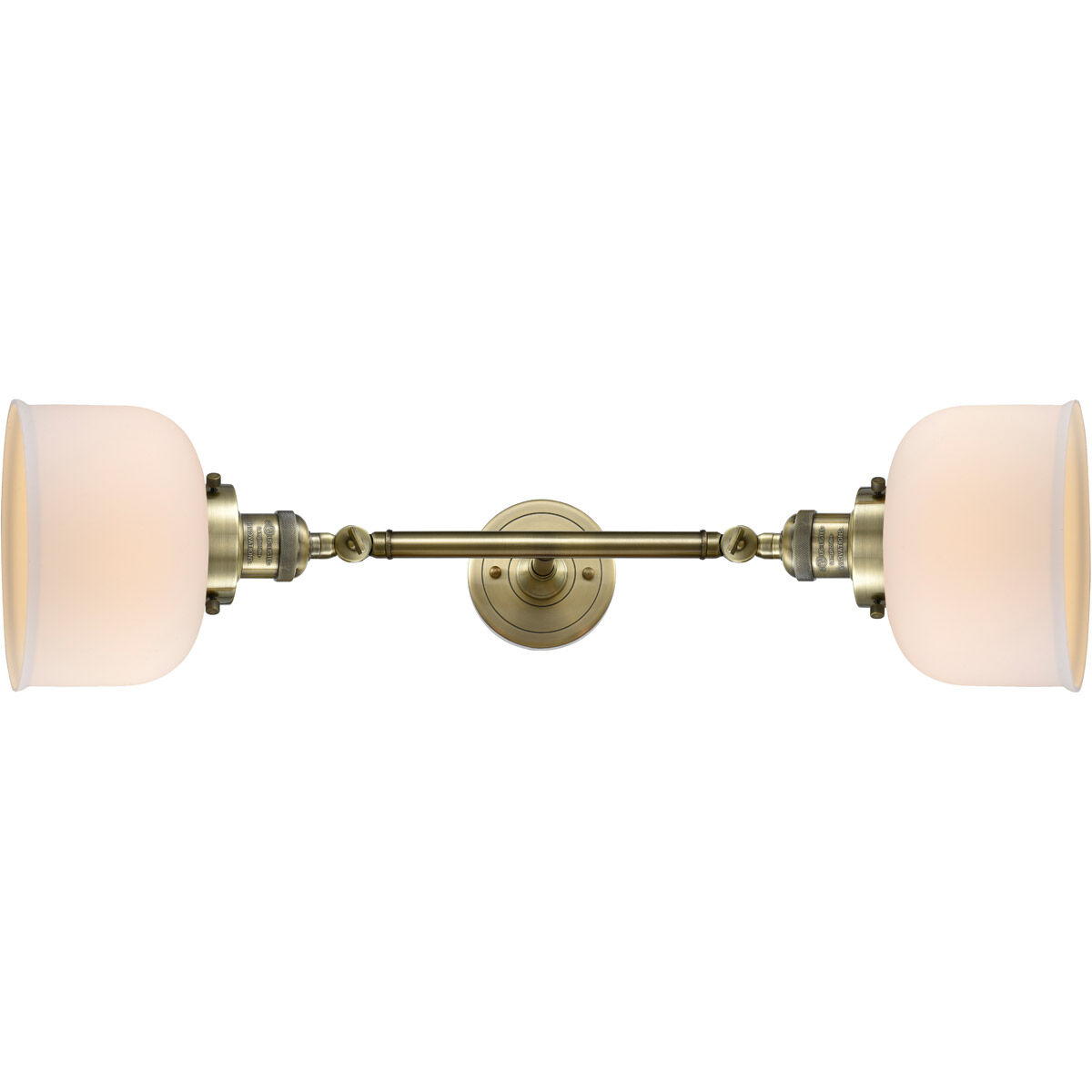 Franklin Restoration Large Bell LED 19 inch Antique Brass Bath Vanity Light Wall Light in Matte White Glass, Franklin Restoration