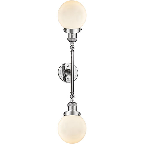 Franklin Restoration Beacon LED 17 inch Polished Chrome Bath Vanity Light Wall Light in Matte White Glass, Franklin Restoration