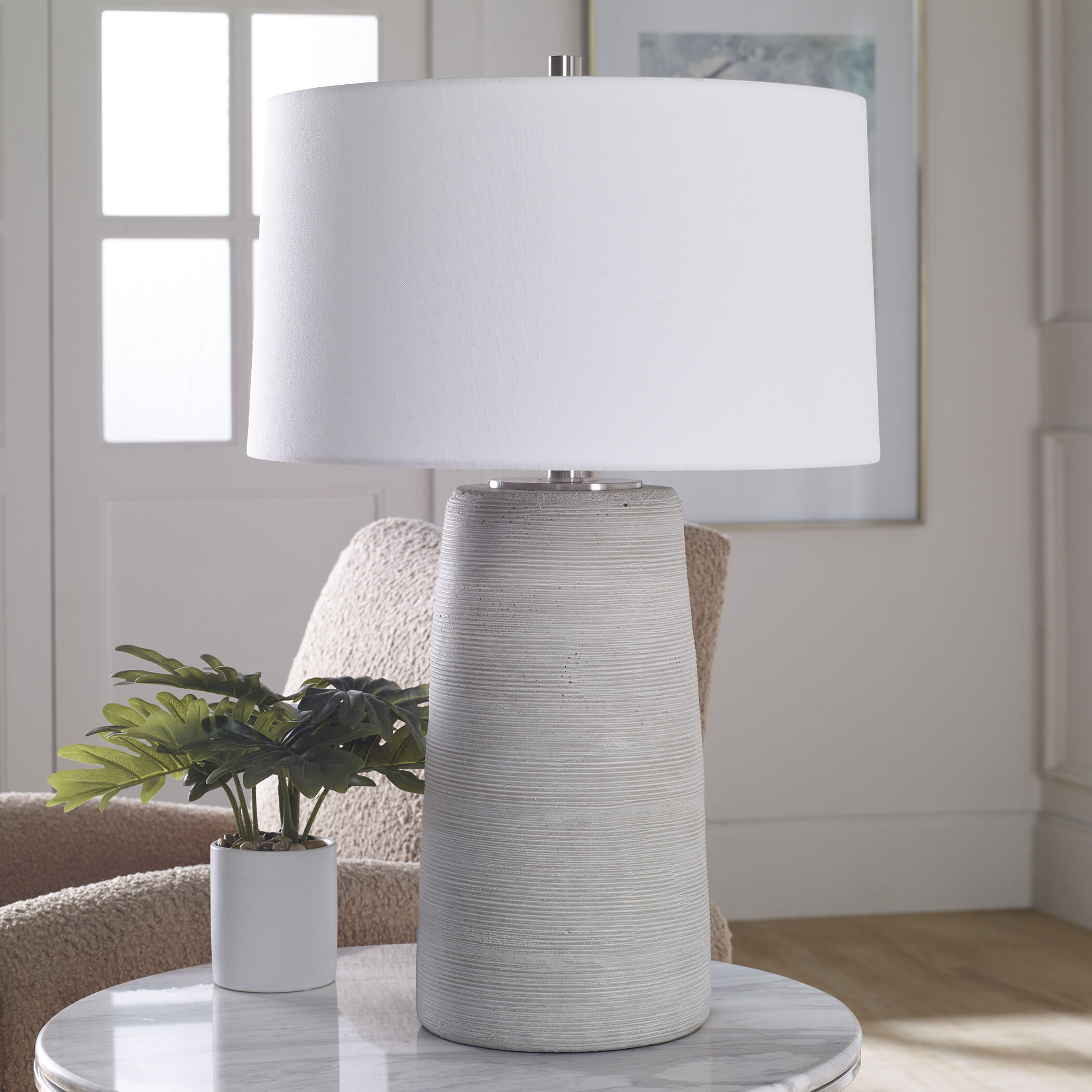 Mountainscape 28 inch 150.00 watt Neutral Off-White and Gray with Brushed Nickel Table Lamp Portable Light