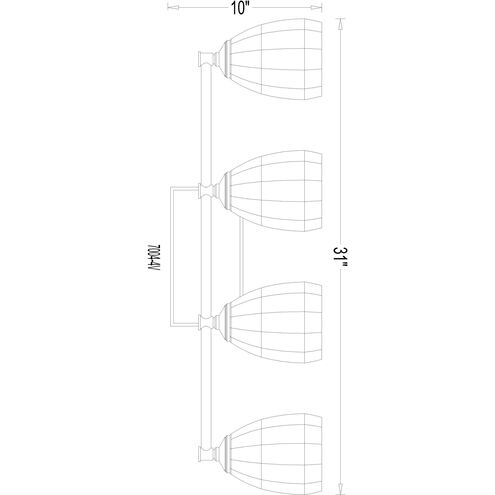 Oren 4 Light 31 inch Modern Gold Bath Vanity Light Wall Light