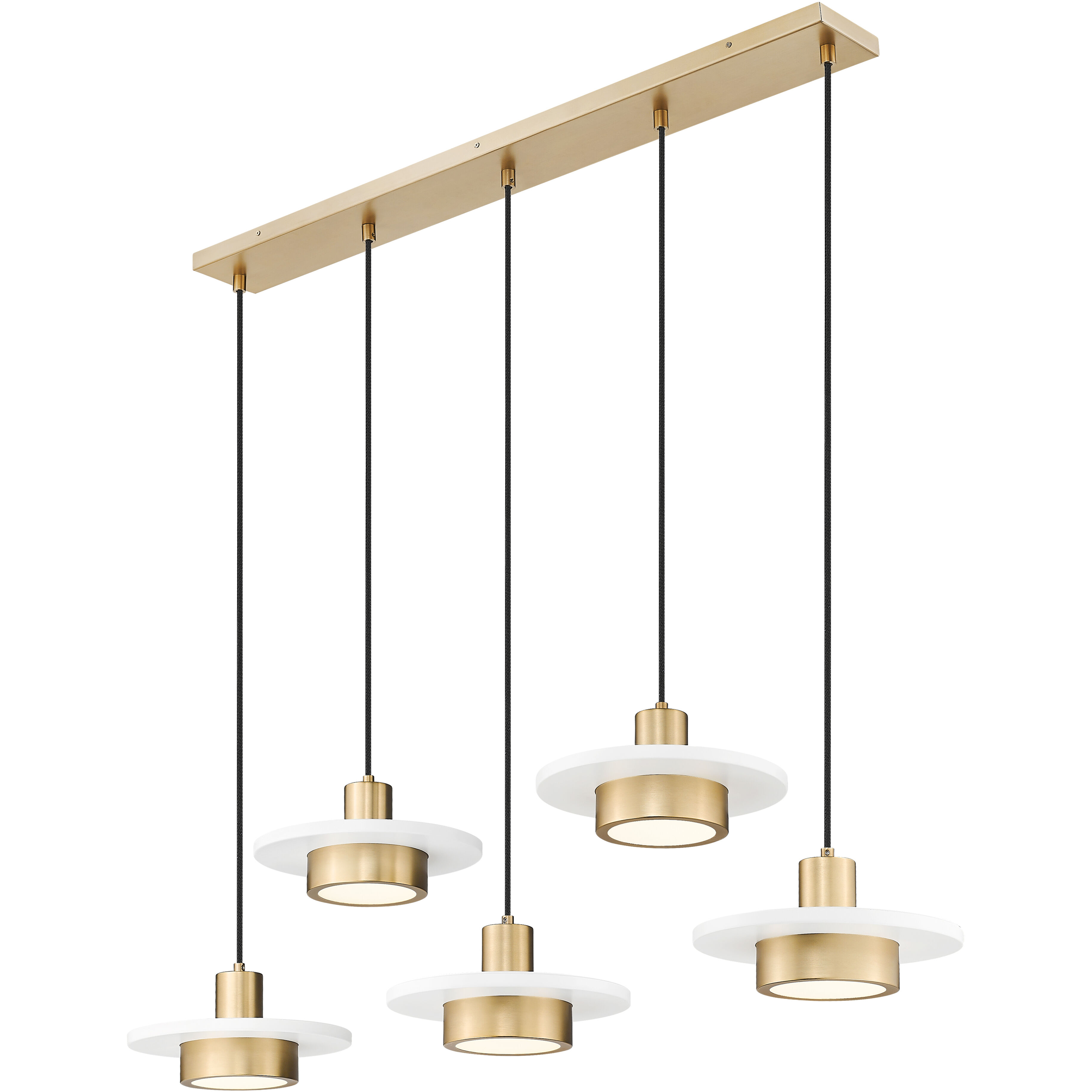 Ludo LED 51.5 inch Matte White and Modern Gold Linear Chandelier Ceiling Light